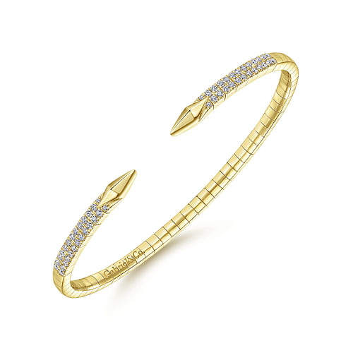 Split 14K Yellow Gold Diamond Spear Bangle