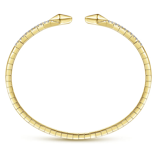 Split 14K Yellow Gold Diamond Spear Bangle angle 3