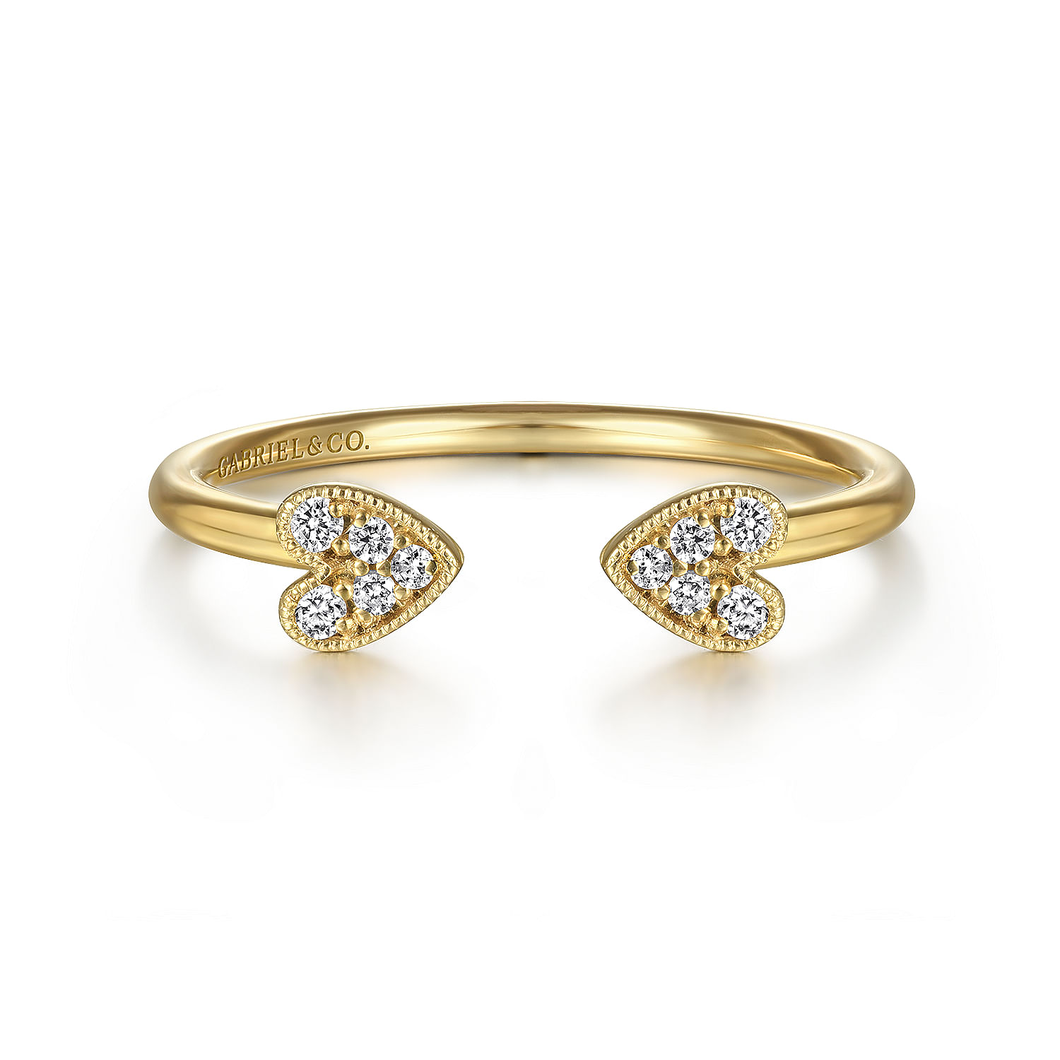 Split 14K Yellow Gold Pavé Diamond Heart Ring