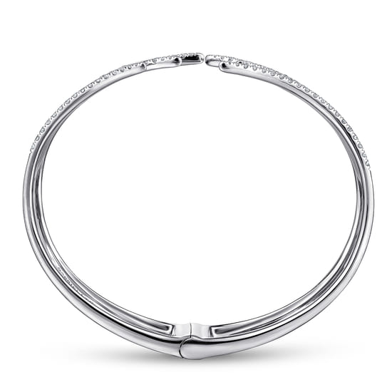 Split 18K White Gold Fan Diamond Bangle angle 3
