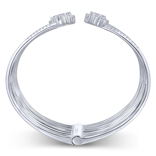 Split 18K White Gold Multi Row Diamond Bangle