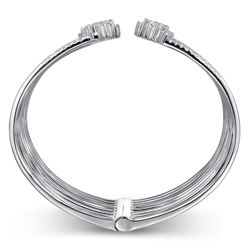 Split 18K White Gold Multi Row Diamond Bangle