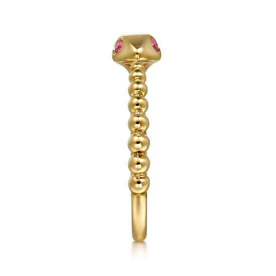 Stackable Open Ring Snake 14K Yellow Gold Ruby angle 4