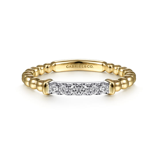 Stackable Ring 14K White and Yellow Gold Diamond 0.11ct Bujukan Stackable Ring 14K White and Yellow Gold Diamond 0.11ct Bujukan