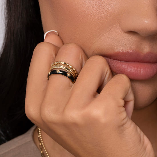 Stackable Ring 14K Yellow Gold Diamond Bujukan angle 6 Stackable Ring 14K Yellow Gold Diamond Bujukan angle 6
