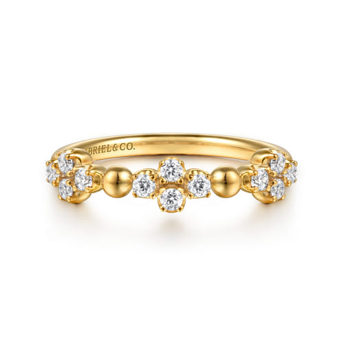 Stackable Ring 14K Yellow Gold Diamond Clover 0.25ct Bujukan