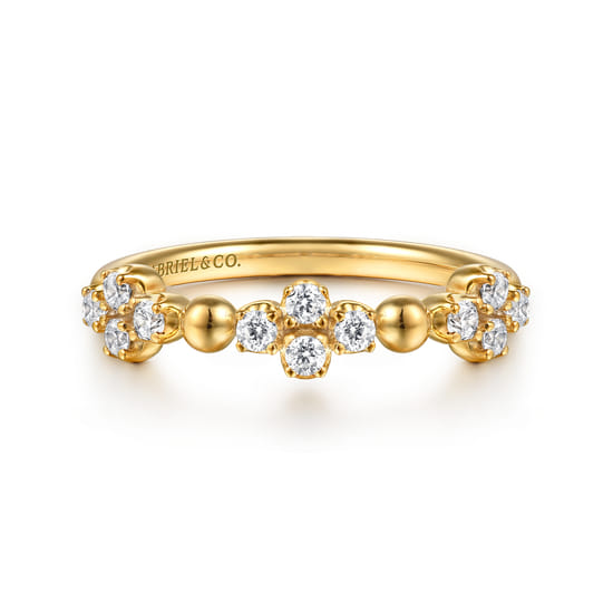 Gabriel - Stackable Ring 14K Yellow Gold Diamond Clover 0.25ct Bujukan