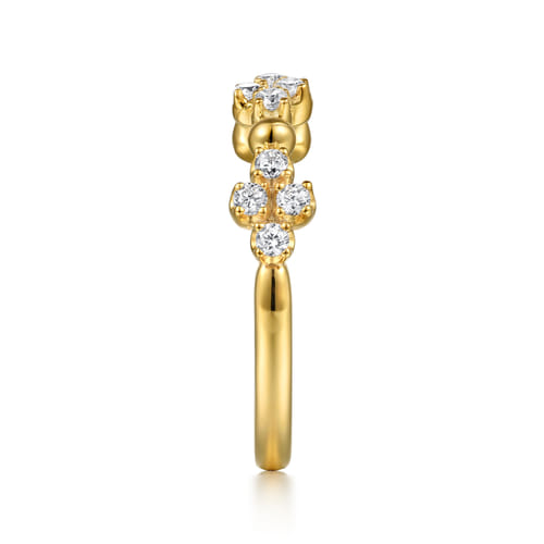 Stackable Ring 14K Yellow Gold Diamond Clover 0.25ct Bujukan