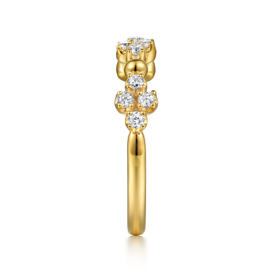 Stackable Ring 14K Yellow Gold Diamond Clover 0.25ct Bujukan angle 4