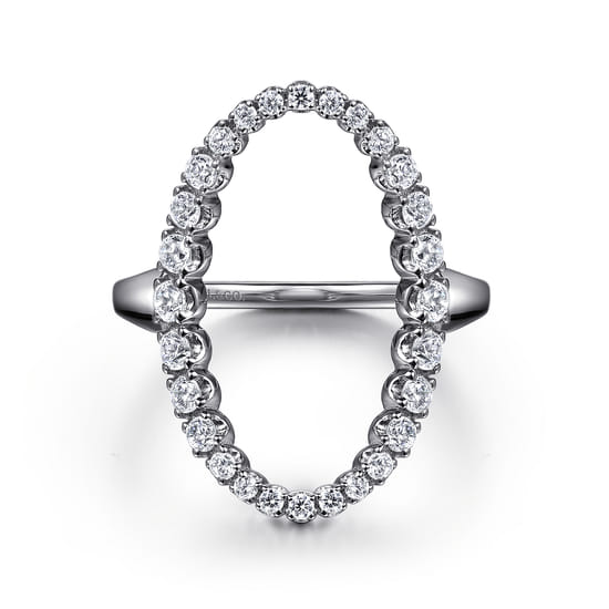 Statement Fashion Ring 14K White Gold Diamond 0.5ct