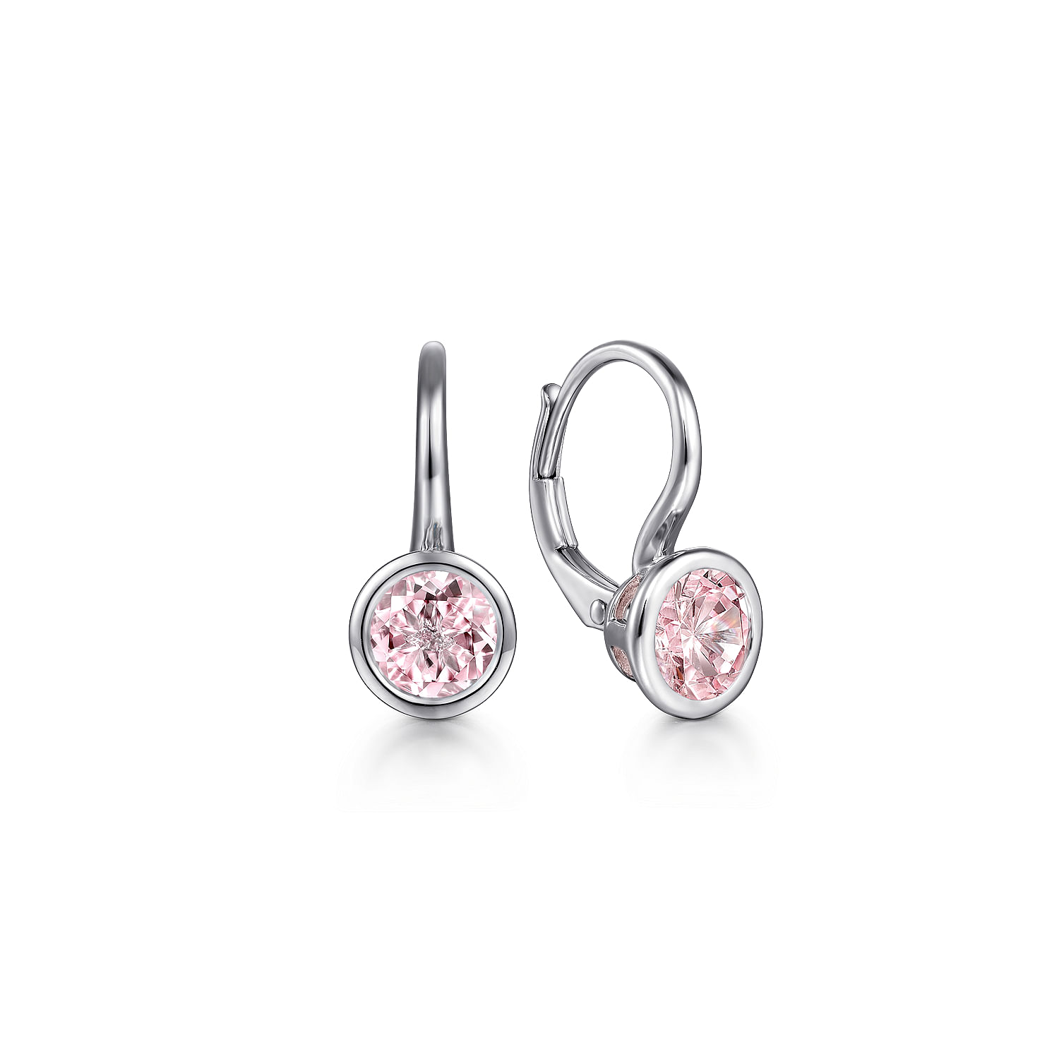 Gabriel - Sterling Silver   Pink Created Zircon Leverback Earrings
