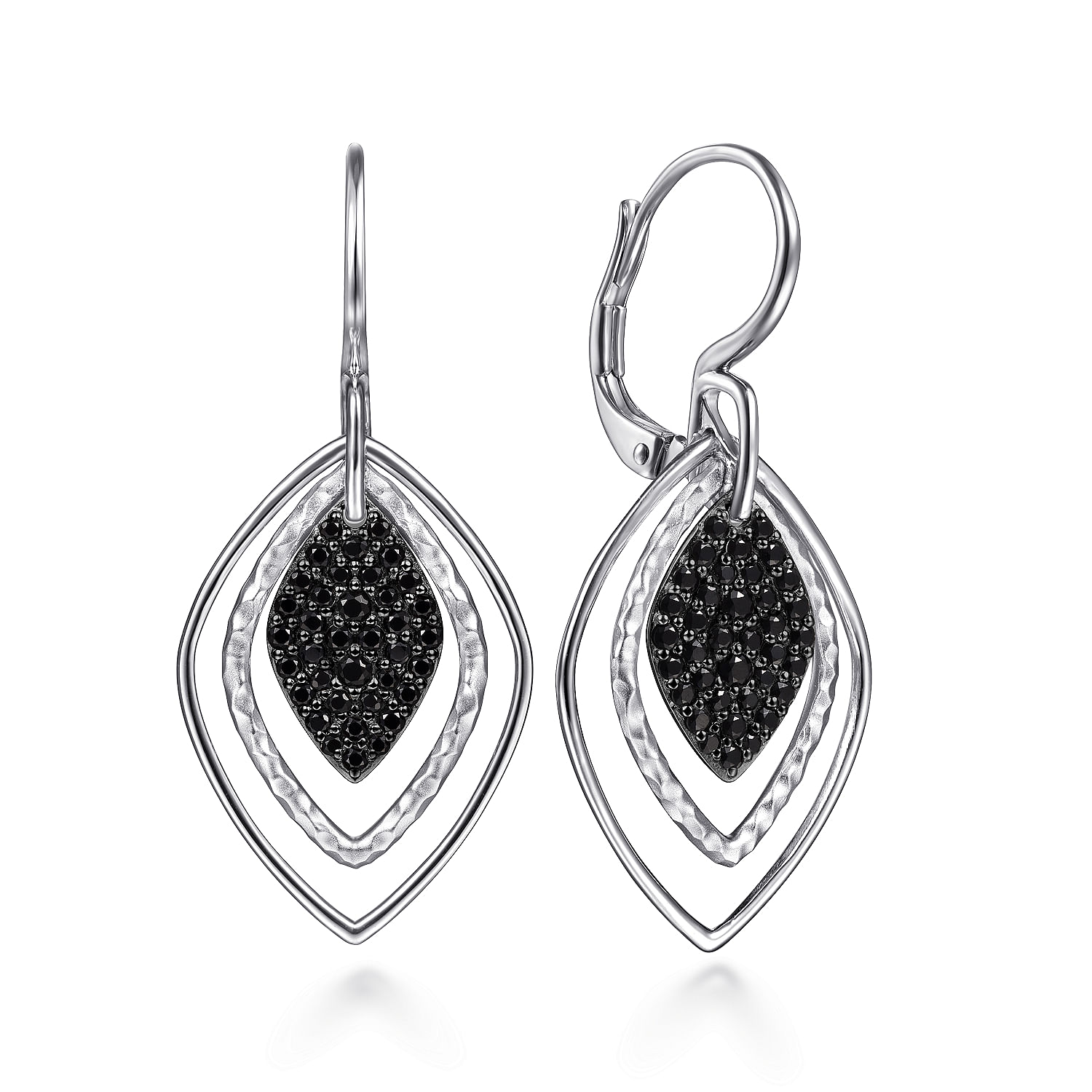 Gabriel - Sterling Silver  Layered Black Spinel Cluster Earrings