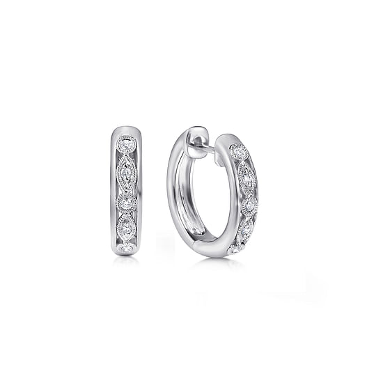 Gabriel - Sterling Silver 10mm Pavé Diamond Huggies