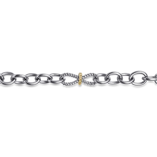 Sterling Silver-18K Yellow Gold Chain Link Toggle Bracelet