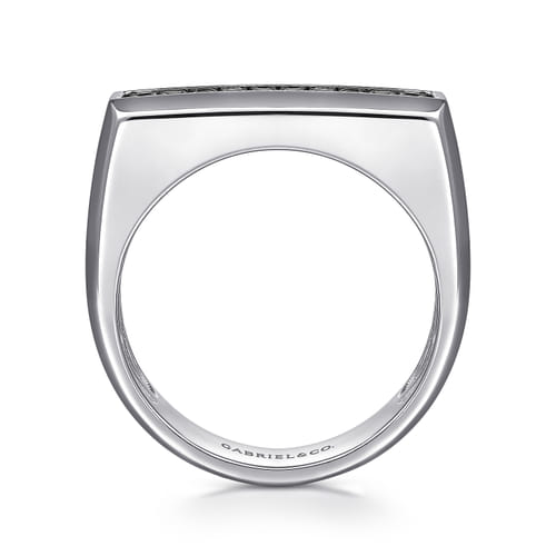 Sterling Silver Black Spinel Mens Ring in High Polish Finish
