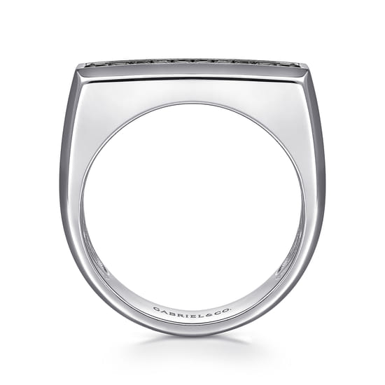 Sterling Silver Black Spinel Mens Ring in High Polish Finish angle 2