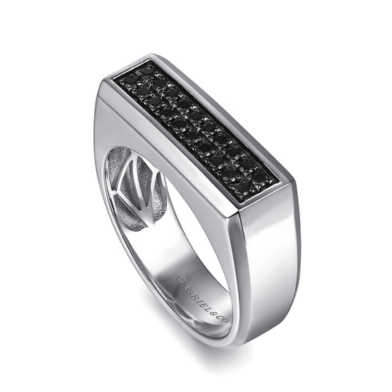 Sterling Silver Black Spinel Mens Ring in High Polish Finish angle 3