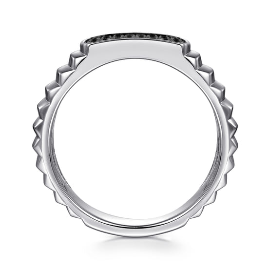 Sterling Silver Black Spinel Mens Ring in High Polished Finish angle 2