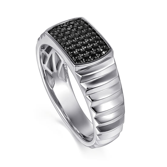 Sterling Silver Black Spinel Mens Ring in High Polished Finish angle 3