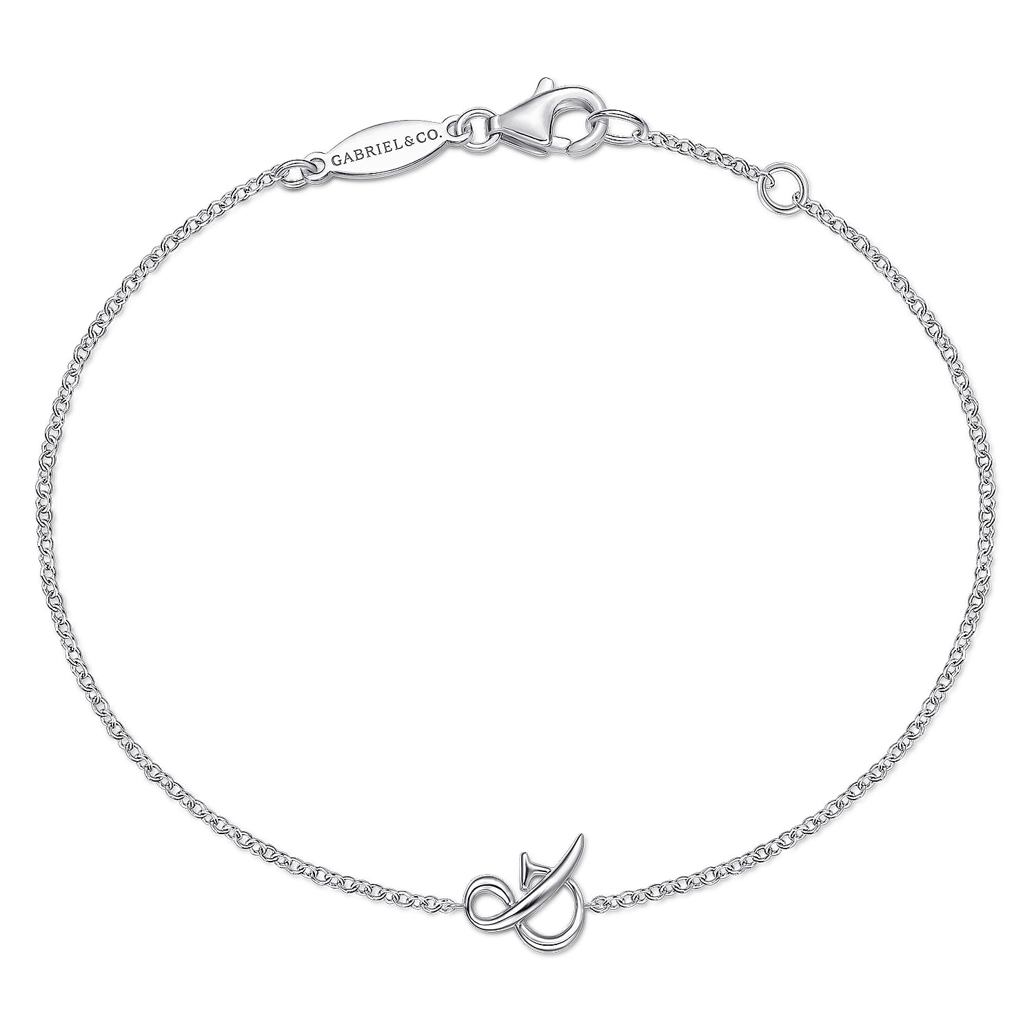 Sterling Silver Chain Bracelet with & Symbol