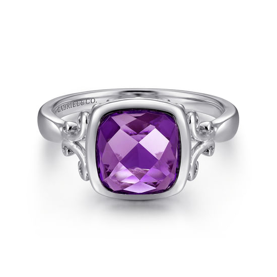 Gabriel - Sterling Silver Cushion Cut Amethyst Ring
