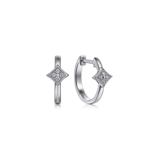 Sterling Silver Diamond  Huggies