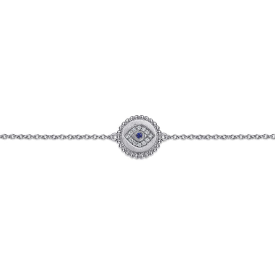 Sterling Silver Diamond And B Grade Blue Sapphire Bujukan Mystic Eyes Bracelet angle 2 Sterling Silver Diamond And B Grade Blue Sapphire Bujukan Mystic Eyes Bracelet angle 2
