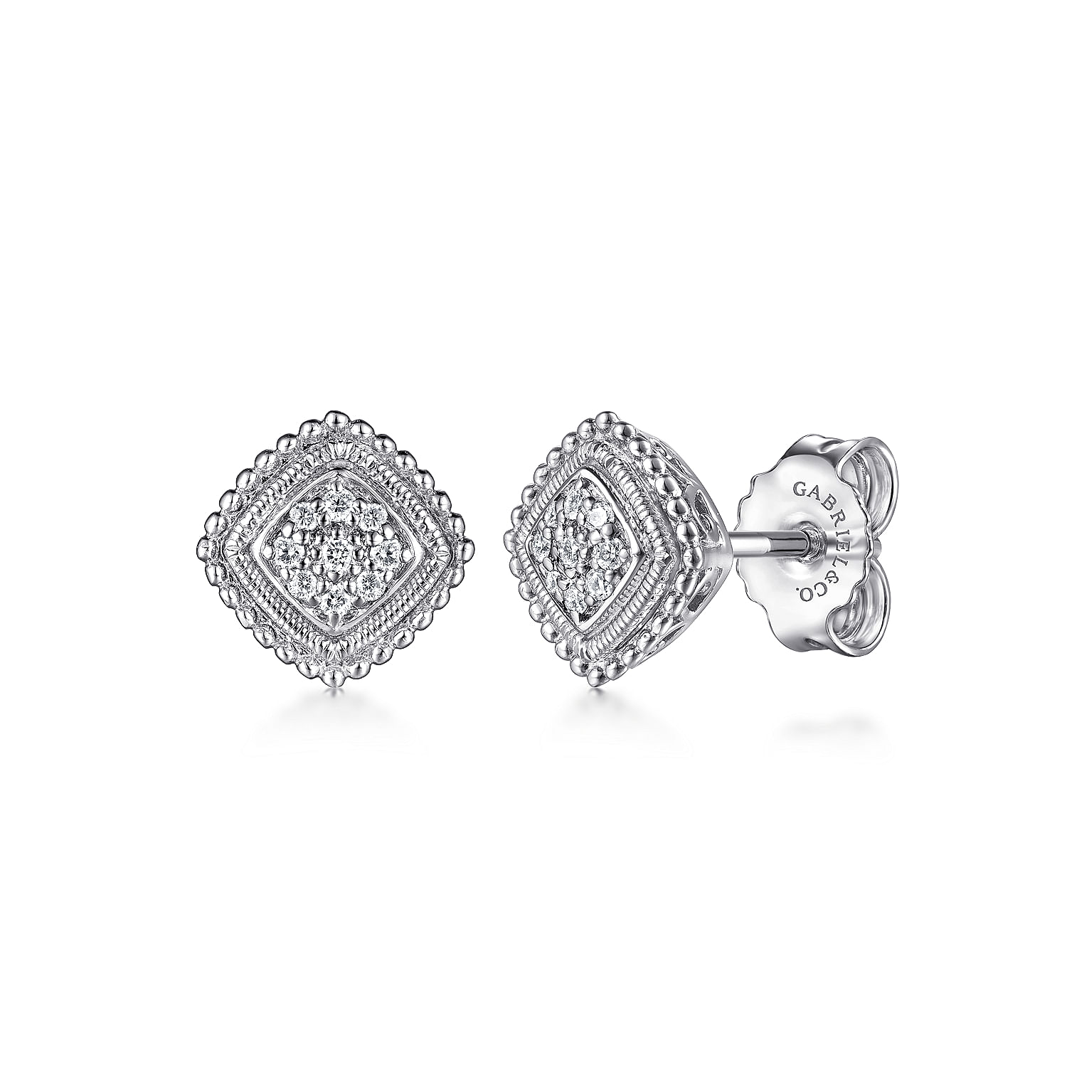 Gabriel - Sterling Silver Diamond Bujukan Stud Earrings