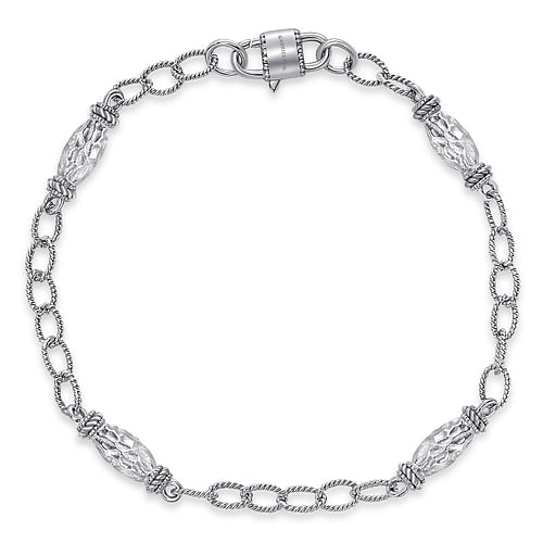 Sterling Silver Filigree Station Chain Bracelet