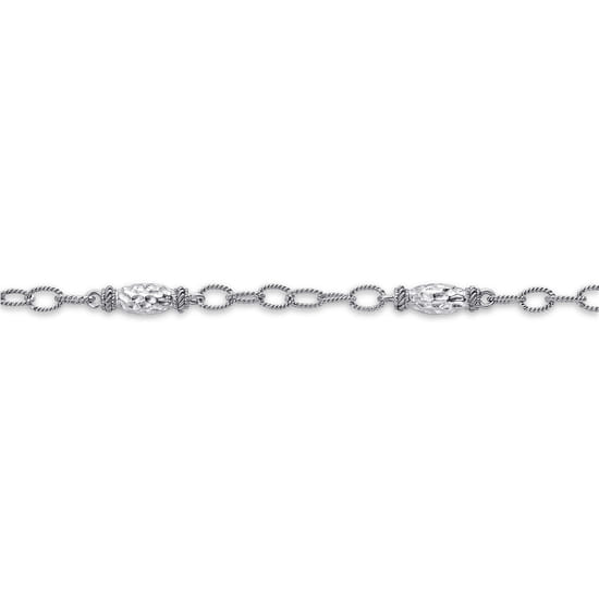 Sterling Silver Filigree Station Chain Bracelet angle 2