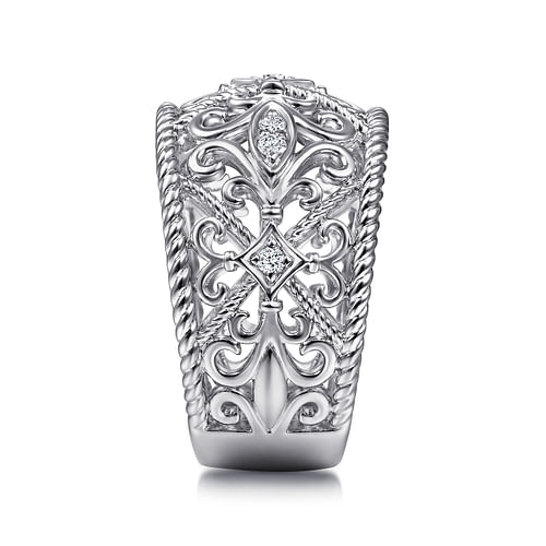 Sterling Silver Floral Openwork White Sapphire Ring