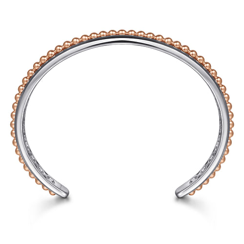 Sterling Silver Open Cuff Bracelet with 14K Rose Gold Beads