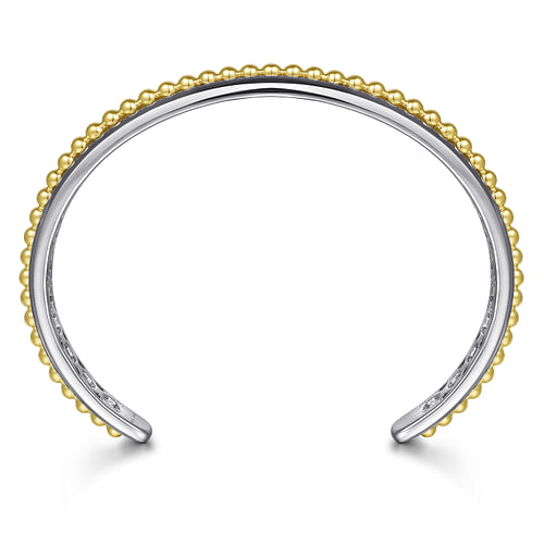 Sterling Silver Open Cuff Bracelet with 14K Yellow Gold Beads