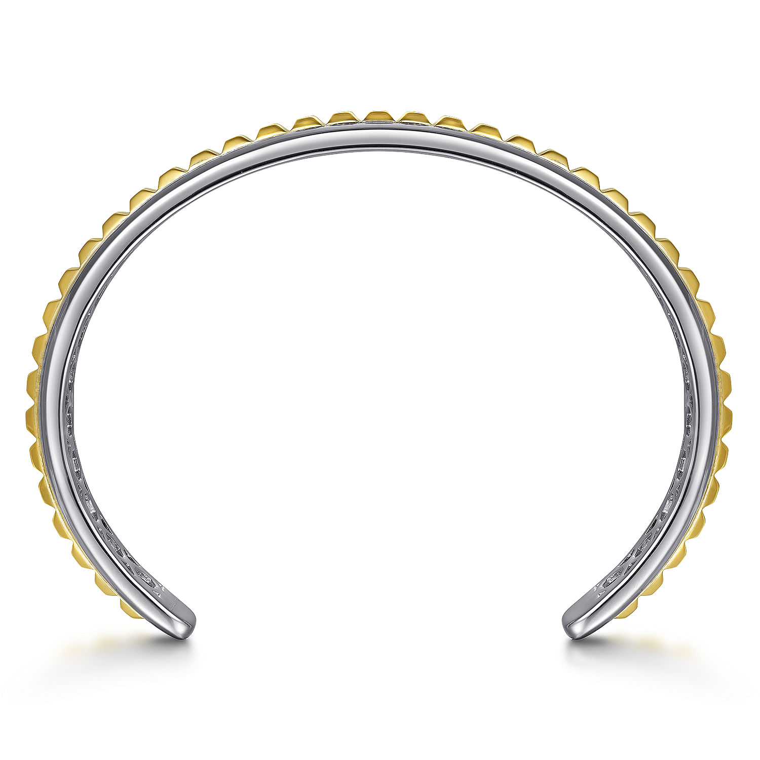 Sterling Silver Open Cuff Bracelet with 14K Yellow Gold Grommets