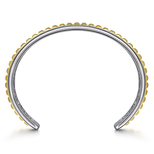 Sterling Silver Open Cuff Bracelet with 14K Yellow Gold Grommets