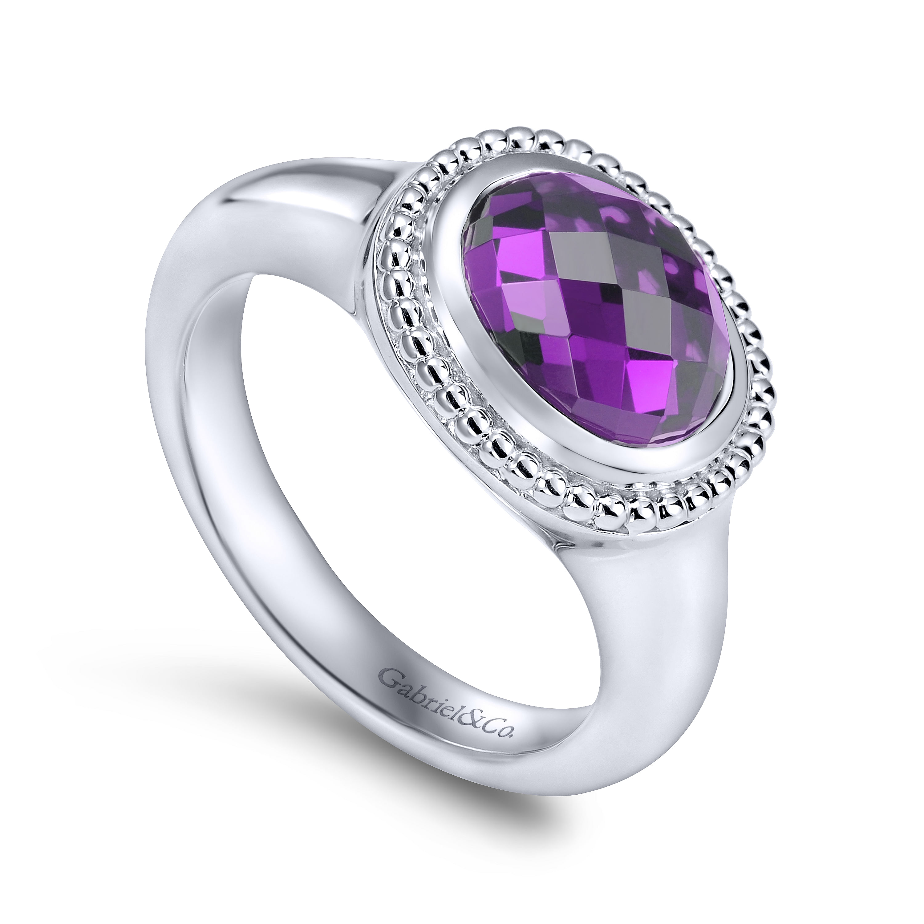 Sterling Silver Oval Amethyst Ring