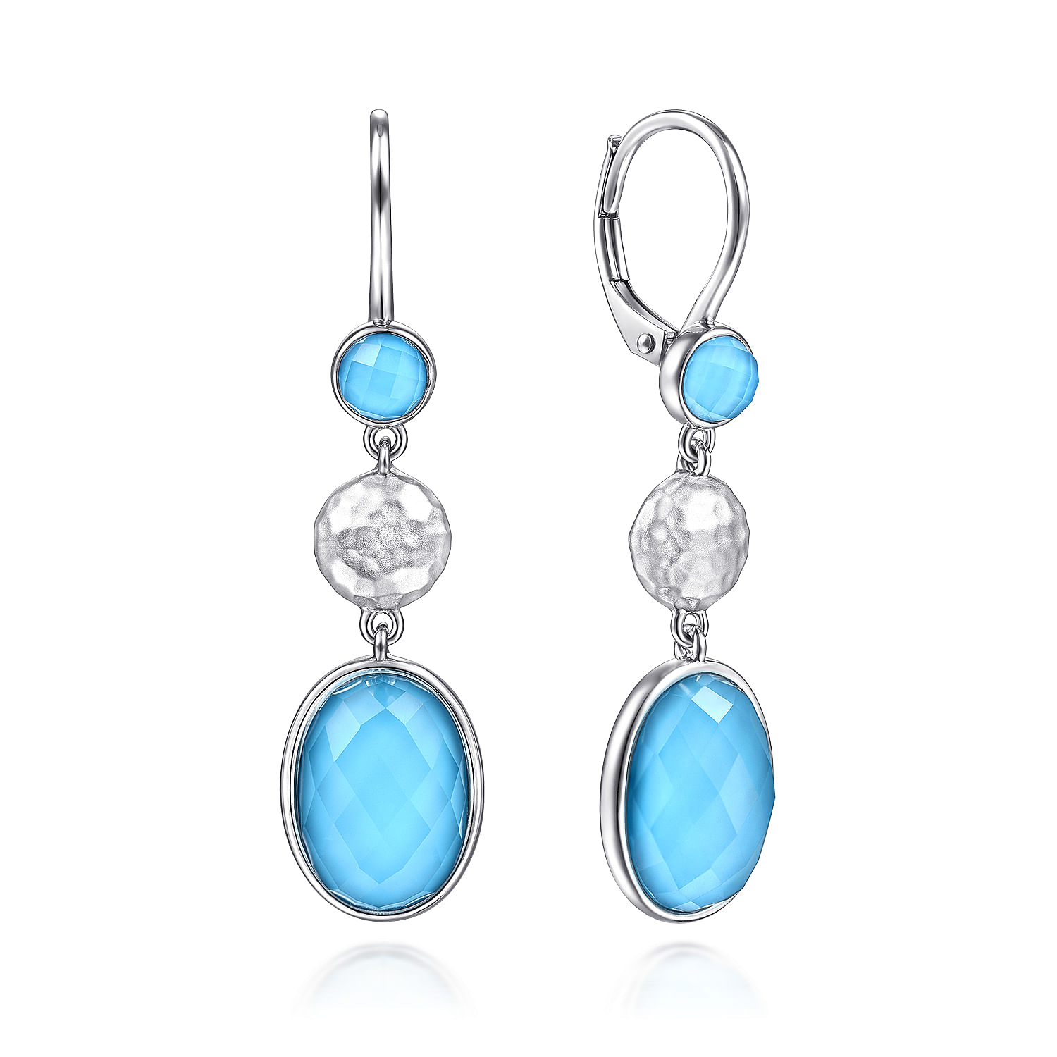 Sterling Silver Rock Crystal/Turquoise Drop Earrings