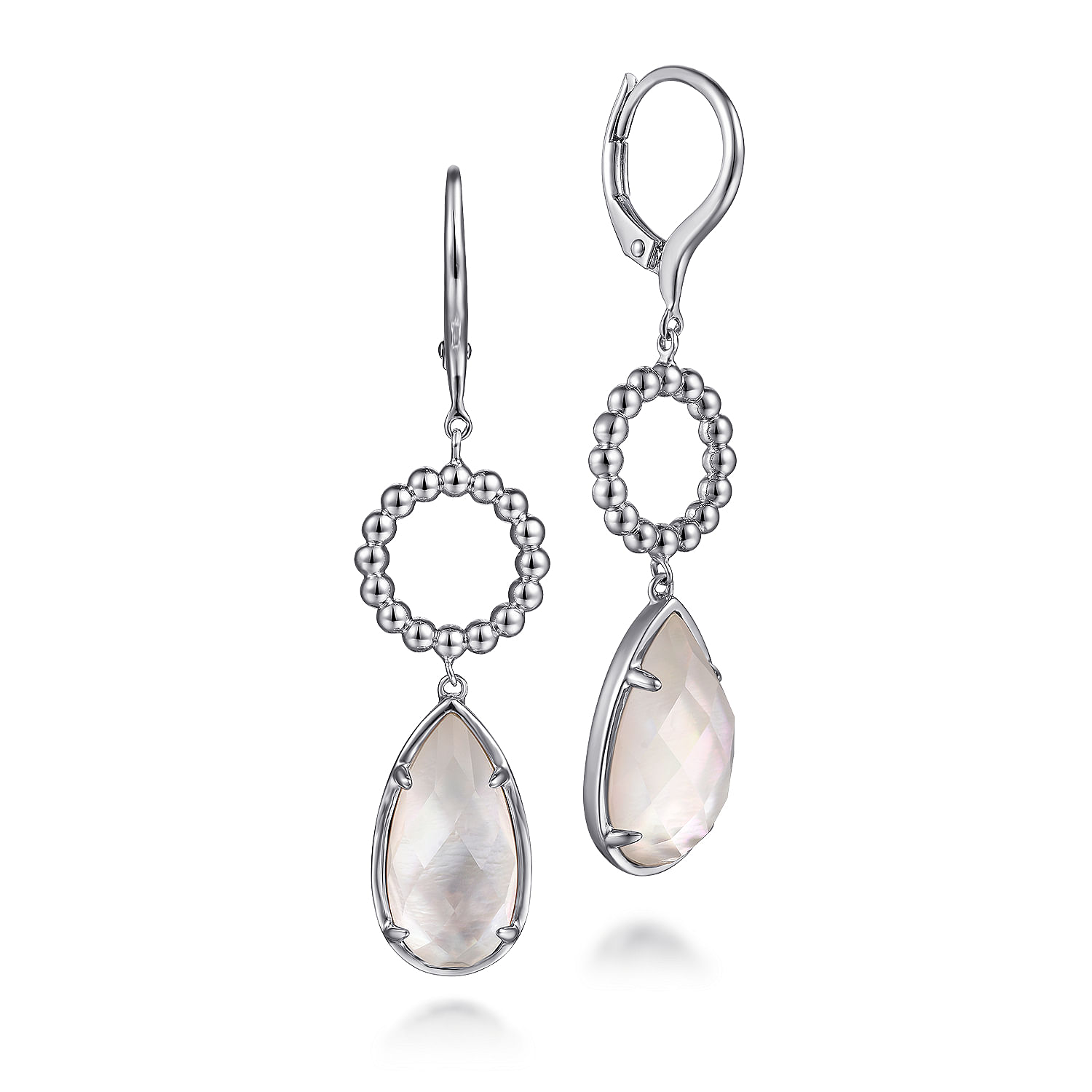 Sterling Silver Rock Crystal/White MOP Drop Earrings