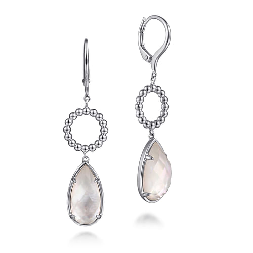 Sterling Silver Rock Crystal/White MOP Drop Earrings