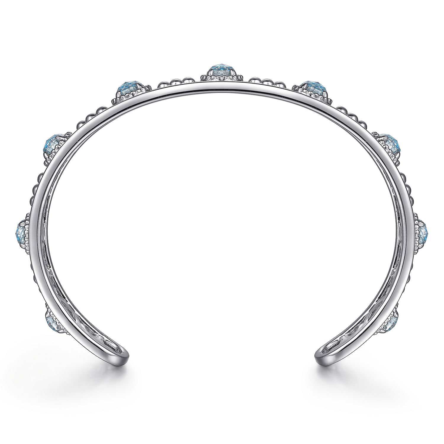 Sterling Silver Rock Crystal and Turquoise Station Bangle