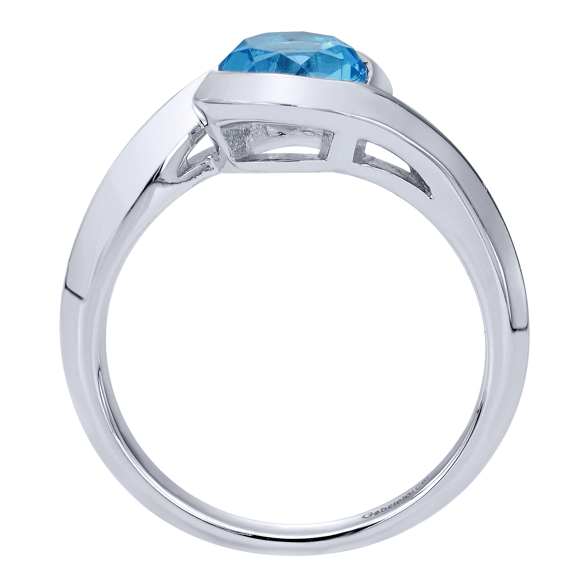 Sterling Silver Round Blue Topaz Bypass Ring