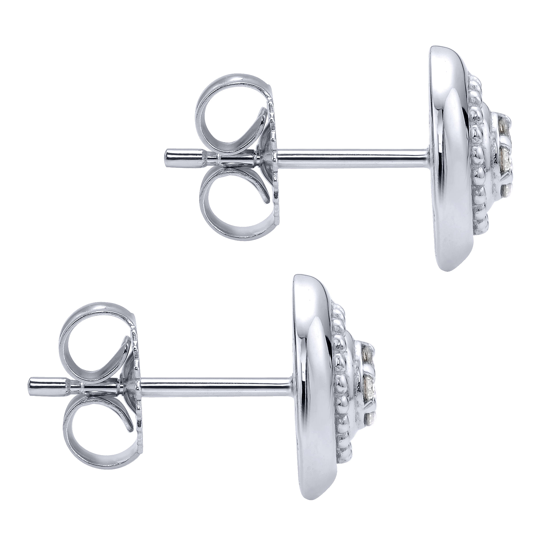 Sterling Silver Round Diamond Cluster Stud Earrings
