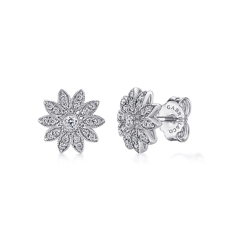 Sterling Silver Round White Sapphire Stud Earrings