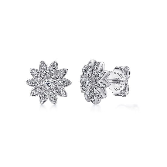 Gabriel - Sterling Silver Round White Sapphire Stud Earrings