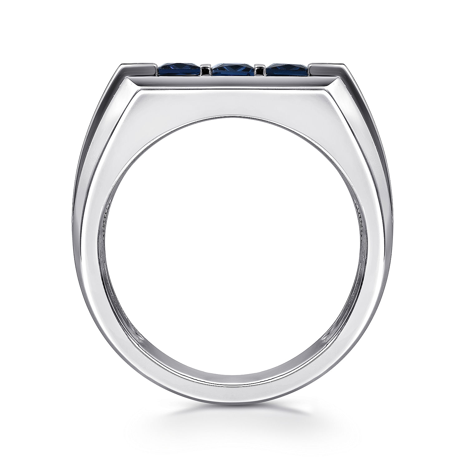 Sterling Silver Sapphire B quality  Mens Ring in Sand Blast Finish