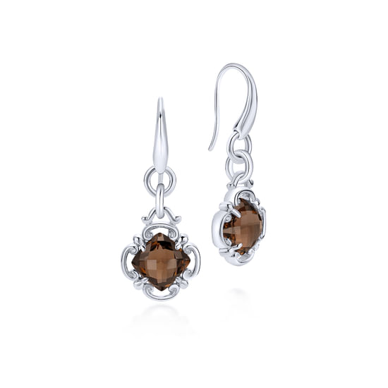 Gabriel - Sterling Silver Smoky Quartz Clover Drop Earrings