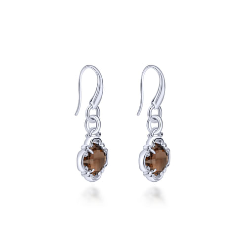Sterling Silver Smoky Quartz Clover Drop Earrings