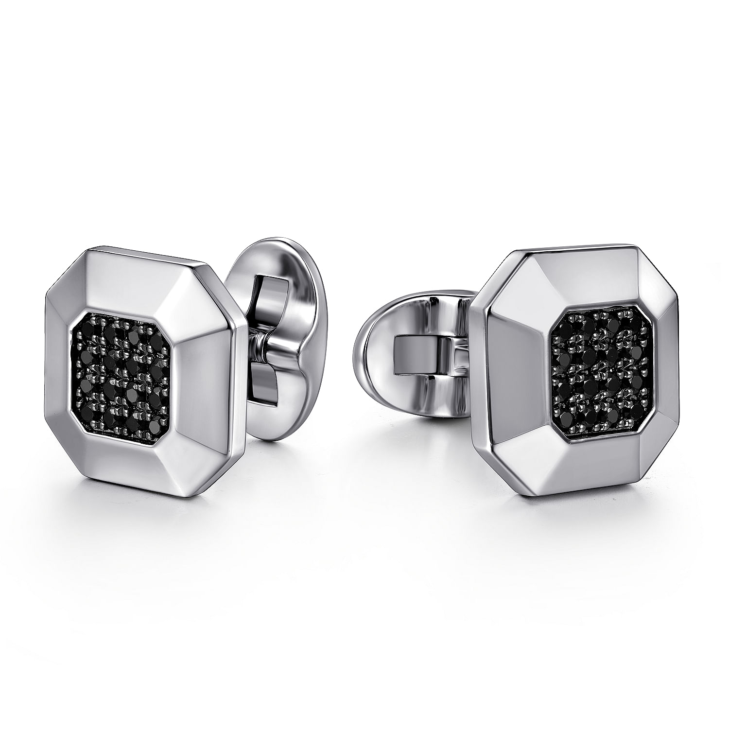 Sterling Silver Square Cufflinks with Black Spinel Stone