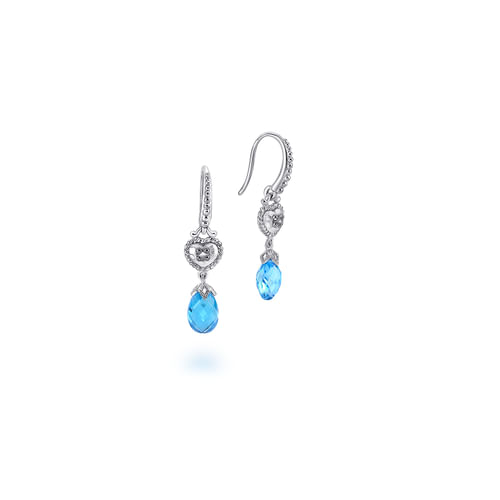 Sterling Silver Swiss Blue Topaz Drop Earrings