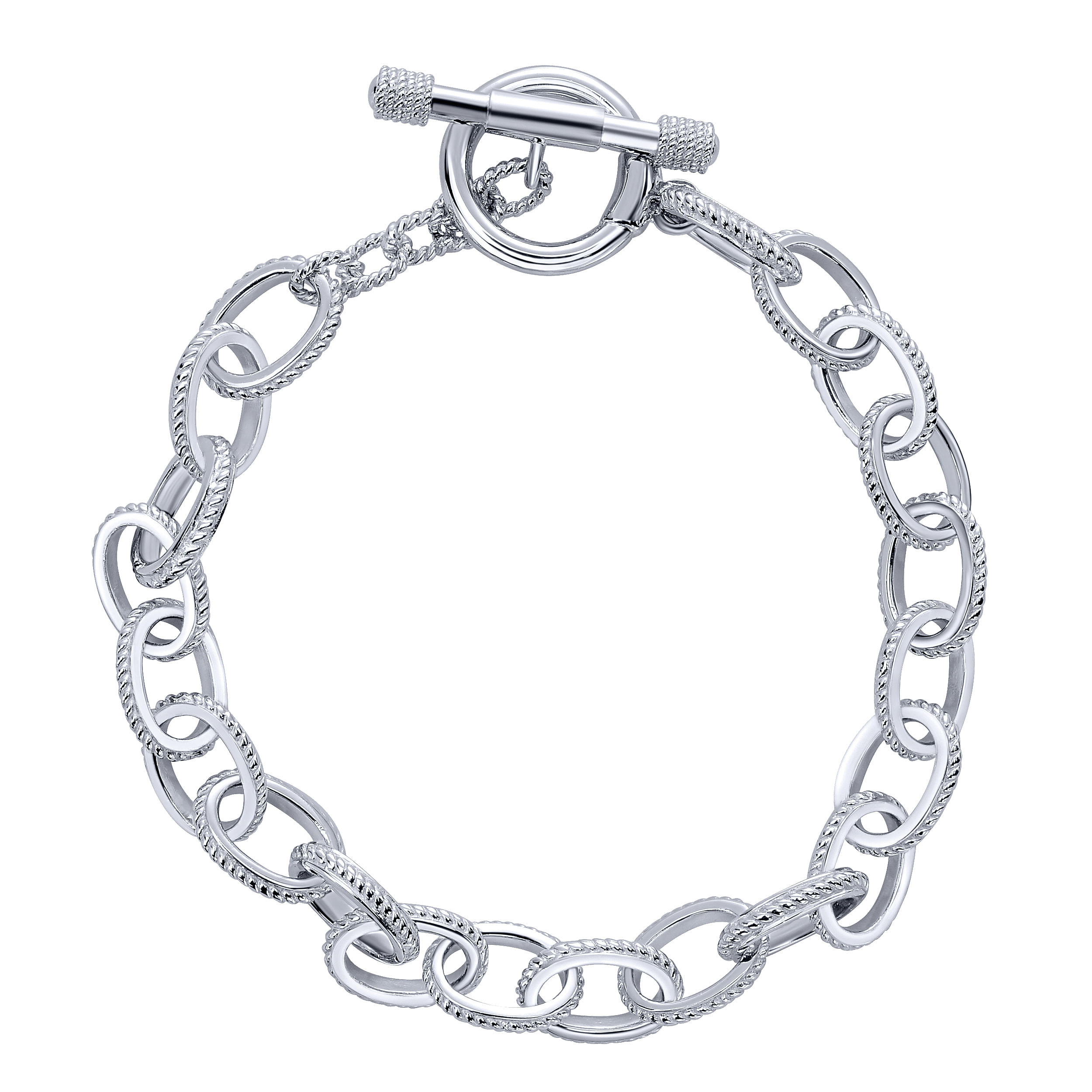 Gabriel - Sterling Silver Textured Link Toggle Bracelet